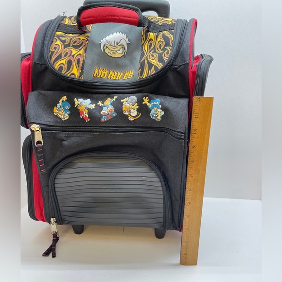 Vintage No Rules Rolling Backpack 90's Skater Raver Bag NR Bookbag Red Black - Picture 8 of 9